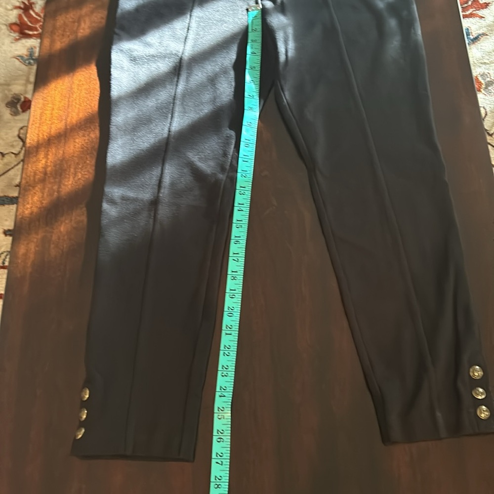 Talbots Women’s Deep Black pants w/ Golden accents on the leg Size M Like new - Picture 7 of 9